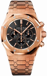 Audemars Piguet Automatic 18kt Rose Gold Black Chronograph Dial Brushed & Polished 18kt Rose Gold Band Watch #26320OR.OO.1220OR.01 (Men Watch)