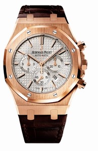 Audemars Piguet Automatic 18kt Rose Gold Silver Chronograph Dial Brown Crocodile Leather Band Watch #26320OR.OO.D088CR.01 (Men Watch)