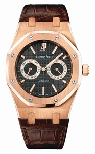 Audemars Piguet Automatic 18kt Rose Gold Black Chronograph Dial Brown Crocodile Leather Band Watch #26330OR.OO.D088CR.01 (Men Watch)