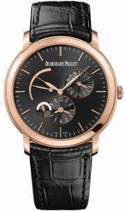 Audemars Piguet Automatic 18kt Rose Gold Black Dial Black Crocodile Leather Band Watch #26380OR.OO.D002CR.01 (Men Watch)
