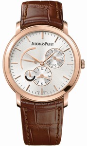 Audemars Piguet Automatic 18kt Rose Gold Silver Dial Brown Crocodile Leather Band Watch #26380OR.OO.D088CR.01 (Men Watch)