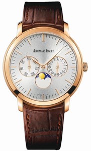 Audemars Piguet Automatic 18kt Rose Gold Silver Dial Brown Crocodile Leather Band Watch #26385OR.OO.A088CR.01 (Men Watch)