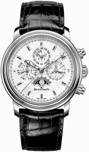Blancpain Leman Automatic Perpetual Calendar Flyback Chronograph Black Leather Watch# 2685F-1127-53B (Men Watch)