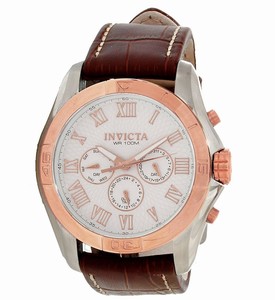 Invicta White Dial Rosegold-tone With Arabic Numerals Band Watch #2692357 (Men Watch)