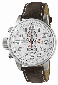 Invicta I Force White Dial Chronograph Date Brown Leather Watch # 2771 (Men Watch)