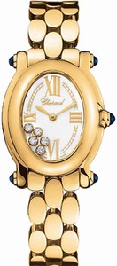 Chopard Quartz 18kt Yellow Gold White Dial 18kt Yellow Gold -polished Band Watch #277466-0002 (Women Watch)