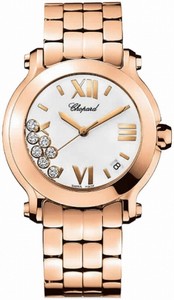 Chopard Quartz 18kt Rose Gold White Dial 18kt Rose Gold -polished Band Watch #277472-5001 (Women Watch)