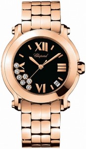 Chopard Quartz 18kt Rose Gold Black Dial 18kt Rose Gold Band Watch #277472-5004 (Women Watch)
