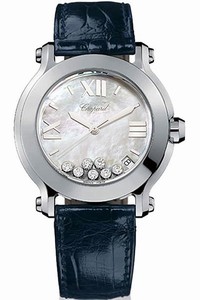 Chopard Happy Sport Quartz Mother of Pearl Dial Date Blue Leather Watch# 278475-3002 (Women Watch)