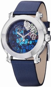 Chopard Happy Sport Quartz Blue Dial Floating Fish Blue Fabric Watch# 278475-3049 (Women Watch)
