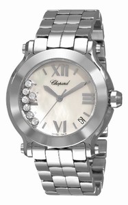 Chopard Happy Sport Quartz Mother of Pearl Dial Date Floating Diamond Stainless Steel Watch# 278477-3002 (Women Watch)