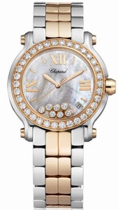 Chopard Quartz Stainless Steel/gold White Dial Steel & Rose Gold Band Watch #278488-6001 (Women Watch)