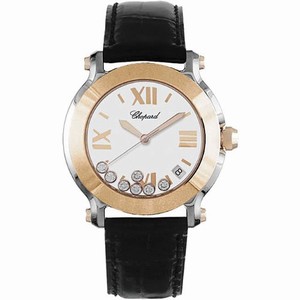 Chopard Quartz Stainless Steel/gold White Dial Crocodile Black Leather Band Watch #278492-9001 (Women Watch)