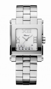 Chopard Happy Sport Quartz White Date Dial Floating Diamond Stainless Steel Watch# 278496-3001 (Women Watch)