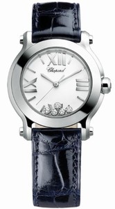Chopard Quartz Stainless Steel White Dial Crocodile Blue Leather Band Watch #278509-3001 (Women Watch)