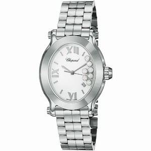 Chopard Happy Sport Quartz White Dial Floating Diamond Stainless Steel Watch# 278546-3003 (Women Watch)