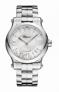 Chopard Happy Sport Automatic Silver Diamond Date Dial Stainless Steel Watch# 278559-3002 (Women Watch)