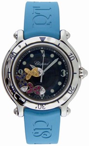 Chopard Quartz Stainless Steel Blue Dial Blue Rubber Band Watch #278921-3002 (Women Watch)