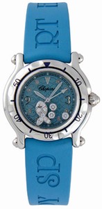 Chopard Quartz Stainless Steel Blue Dial Blue Rubber Band Watch #278923-3001 (Women Watch)