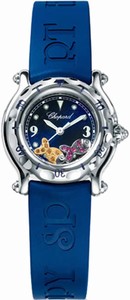 Chopard Quartz Stainless Steel Blue Dial Blue Rubber Band Watch #278923-3002 (Women Watch)