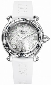 Chopard Quartz Stainless Steel White Dial White Rubber Band Watch #278949-3001 (Women Watch)