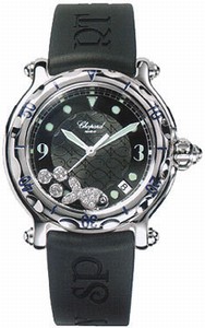 Chopard Quartz Stainless Steel Black Dial Black Rubber Band Watch #288347-3007 (Women Watch)