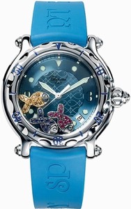 Chopard Quartz Stainless Steel Blue Dial Blue Rubber Band Watch #288347-3012 (Women Watch)