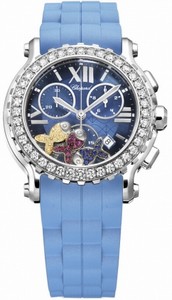 Chopard Quartz Stainless Steel Blue Dial Blue Rubber Band Watch #288506-2006 (Women Watch)