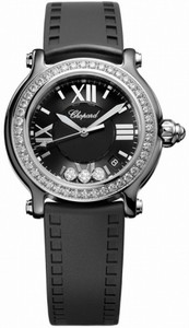 Chopard Quartz Ceramic Black Dial Black Rubber Band Watch #288507-9018 (Women Watch)