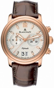 Blancpain Automatic 18kt Rose Gold Silver Dial Crocodile Leather Brown Band Watch #2885F-36B42-53B (Men Watch)