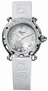 Chopard Quartz Stainless Steel/gold White Dial White Rubber Band Watch #288946-2001 (Women Watch)