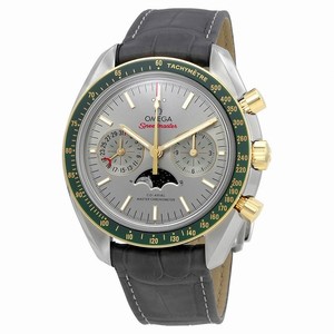 Omega Speedmaster Co-Axial Master Chronometer Chronograph Moon Phase Grey Leather Watch # 304.23.44.52.06.001 (Men Watch)