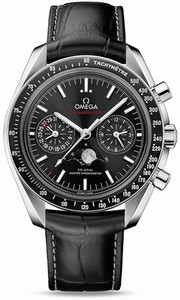 Omega Speedmaster Co-Axial Master Chronometer Chronograph Moon Phase Black Leather Watch # 304.33.44.52.01.001 (Men Watch)