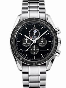 Omega 44.25mm Automatic Moonwatch Moonphase Black Dial Stainless Steel Case With Stainless Steel Bracelet Watch #311.30.44.32.01.001 (Men Watch)