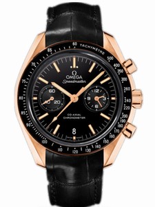 Omega 44.25mm Automatic Moonwatch Chronograph Black Dial Rose Gold Case With Black Leather Strap Watch #311.63.44.51.01.001 (Men Watch)