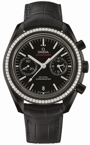 Omega Speedmaster Automatic Co-Axial Chronograph Diamonds Black Leather Watch# 311.98.44.51.51.001 (Men Watch)