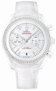 Omega Speedmaster Co-Axial Chronograph Diamonds White Leather Watch# 311.98.44.51.55.001 (Men Watch)