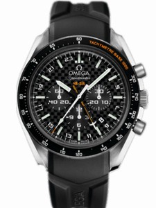 Omega 44.25mm Automatic HB-SIA GMT Chronograph Black Carbon Fibre Dial Titanium Case With Black Rubber Strap Watch #321.92.44.52.01.001 (Men Watch)