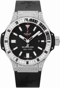 Hublot Big Bang Automatic Index Hour Marker Date Bezel decorated with Baguette Diamonds Palladium Watch # 322.LX.1023.RX.0904 (Men Watch)