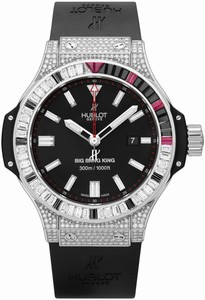 Hublot Big Bang Automatic Index Hour Marker Date Bezel decorated with Baguette Diamonds Palladium Watch # 322.LX.1023.RX.0924 (Men Watch)