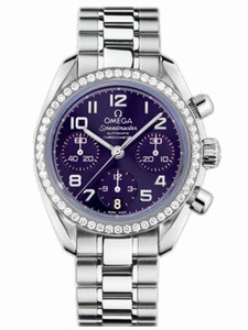 Omega 38mm Automatic Chronometer Purple Dial Stainless Steel Case, Diamonds With Stainless Steel Bracelet Watch #324.15.38.40.10.001 (Women Watch)