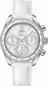 Omega Speedmaster Automatic Co-Axial Chronograph Diamond Leather Watch# 324.38.38.50.55.001 (Women Watch)