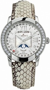Blancpain Automatic 18kt White Gold Mother Of Pearl Dial Satin White Band Watch #3253-6044-56B (Women Watch)