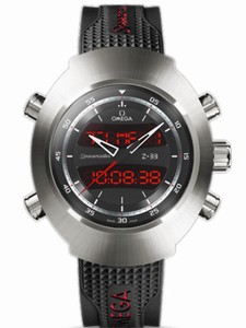 Omega 43mm Quartz Spacemaster Z-33 Black Dial Titanium Case With Black Rubber Strap Watch #325.92.43.79.01.001 (Men Watch)