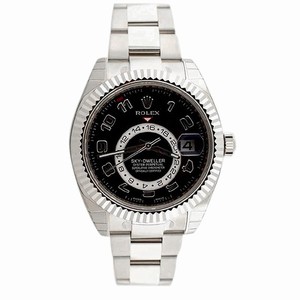 Rolex Black Dial 18k White Gold Band Watch #326939 (Men Watch)