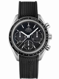Omega 40mm Automatic Chronometer Racing Black Dial Stainless Steel Case With Black Rubber Strap Watch #326.32.40.50.01.001 (Men Watch)