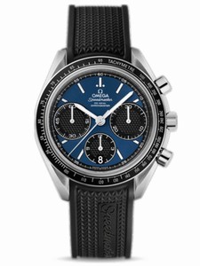 Omega 40mm Automatic Chronometer Racing Blue Dial Stainless Steel Case With Black Rubber Strap Watch #326.32.40.50.03.001 (Men Watch)