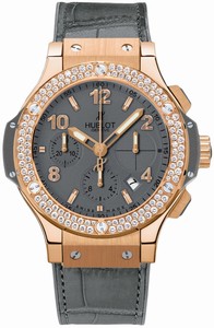 Hublot Big Bang Earl Gray Automatic Chronograph Date Rose Gold Bezel decorated with 1.22ct Diamonds Watch # 341.PT.5010.LR.1104 (Men Watch)