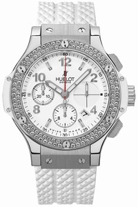 Hublot Big Bang Automatic Chronograph Date Diamond Bezel White Rubber Watch # 342.SE.230.RW.114 (Women Watch)