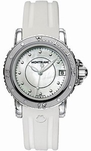 Montblanc Sport Quartz Mother of Pearl Dial White Rubber Watch # 35278 (Women Watch)